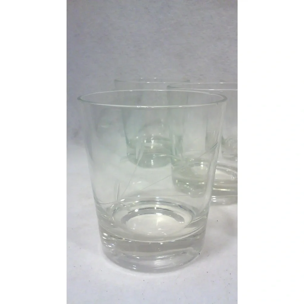 Vintage Clear Etched Glass Rock Set of 6